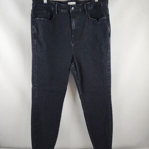 Good American Good Legs 18 Straight Jeans GLRH419CET Black184 Distressed Ankle